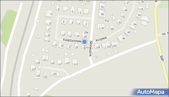 Mrągowo, Księżycowa, 31, mapa Mrągowo