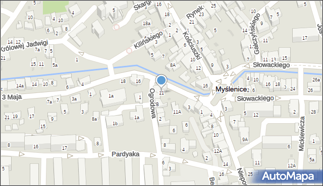 Myślenice, Księcia Józefa Poniatowskiego, 11, mapa Myślenice