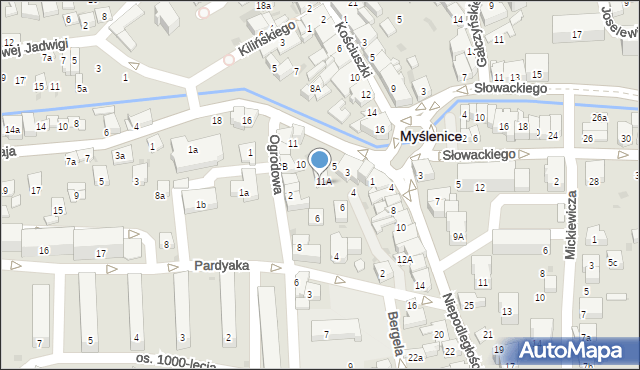Myślenice, Księcia Józefa Poniatowskiego, 8, mapa Myślenice