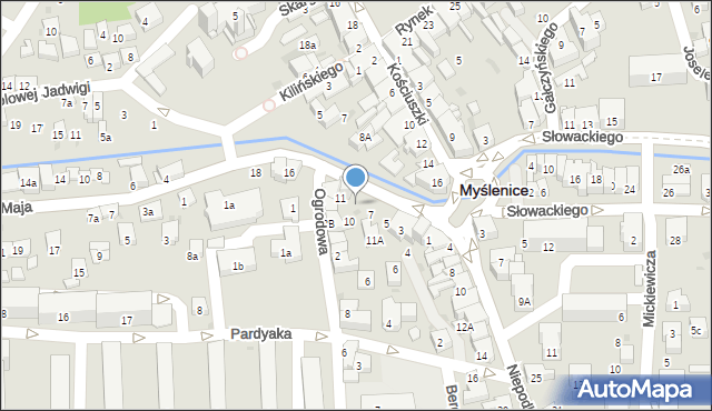Myślenice, Księcia Józefa Poniatowskiego, 9, mapa Myślenice