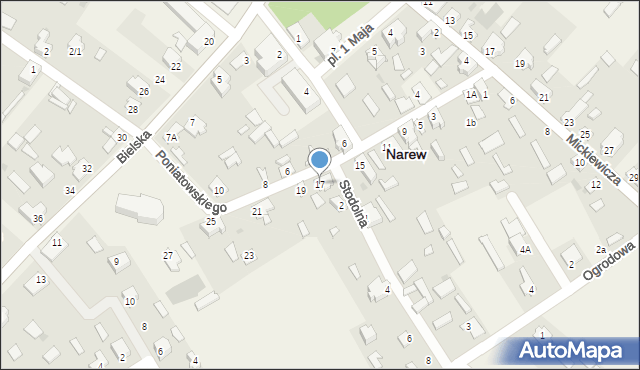 Narew, Księcia Józefa Poniatowskiego, 17, mapa Narew