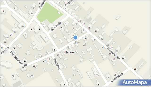 Narew, Księcia Józefa Poniatowskiego, 3, mapa Narew