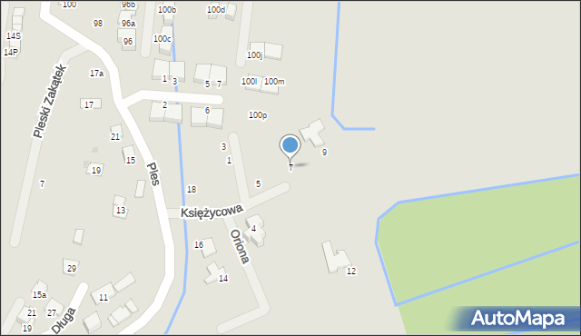 Niepołomice, Księżycowa, 7, mapa Niepołomice