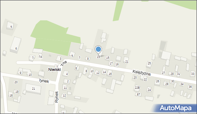 Niwiski, Księżyzna, 13, mapa Niwiski