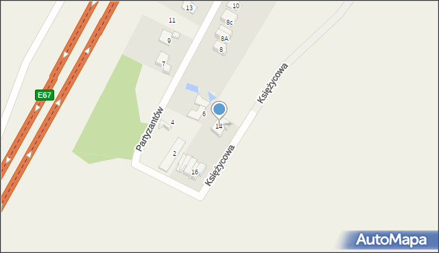 Nowe Grocholice, Księżycowa, 14, mapa Nowe Grocholice