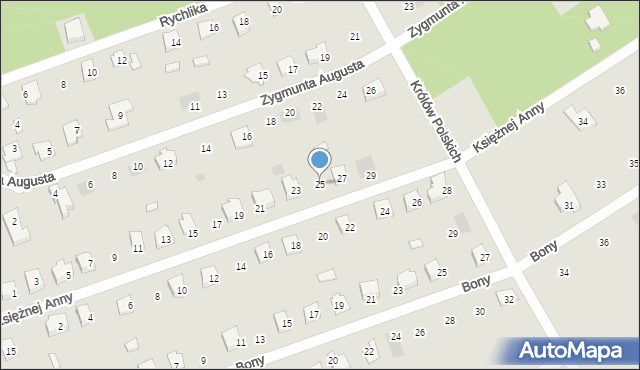 Osieck, Księżnej Anny, 25, mapa Osieck