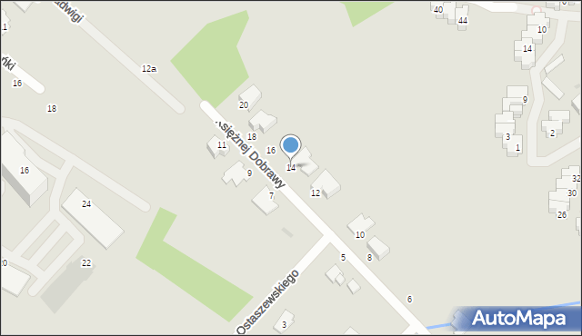 Ostrołęka, Księżnej Dobrawy, 14, mapa Ostrołęka