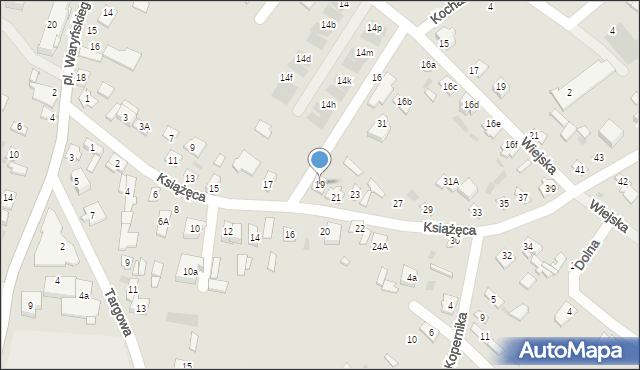 Ostrów Mazowiecka, Książęca, 19, mapa Ostrów Mazowiecka