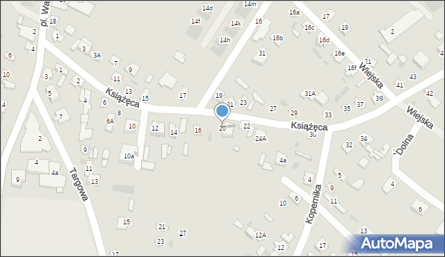 Ostrów Mazowiecka, Książęca, 20, mapa Ostrów Mazowiecka