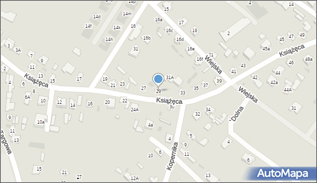 Ostrów Mazowiecka, Książęca, 29, mapa Ostrów Mazowiecka