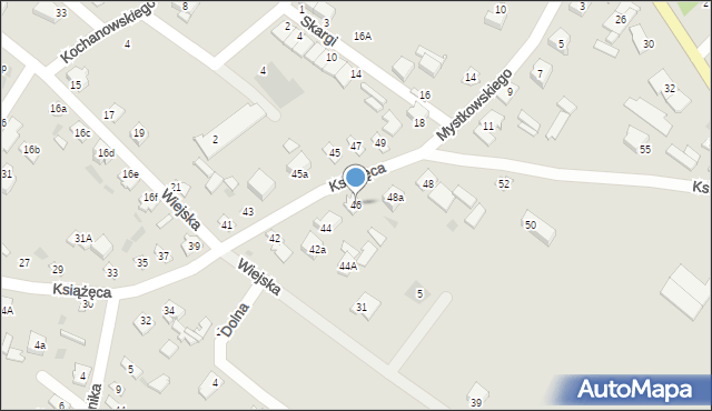 Ostrów Mazowiecka, Książęca, 46, mapa Ostrów Mazowiecka