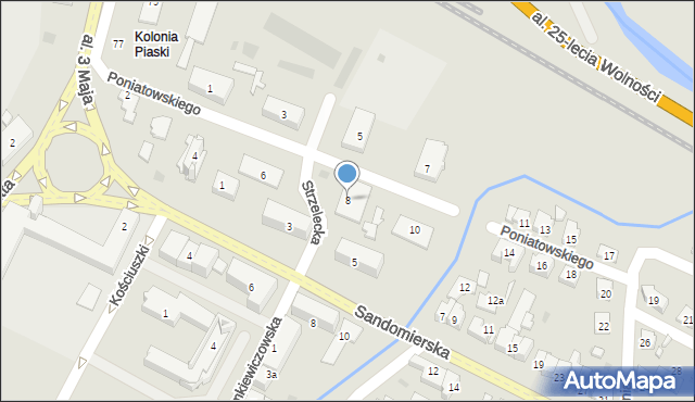 Ostrowiec Świętokrzyski, Księcia Józefa Poniatowskiego, 8, mapa Ostrowiec Świętokrzyski