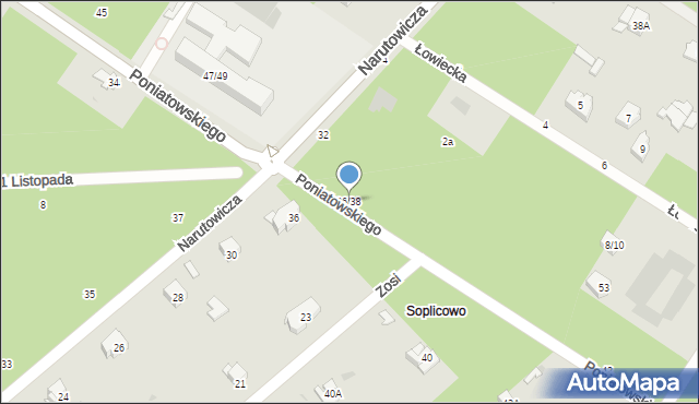 Otwock, Księcia Józefa Poniatowskiego, 36/38, mapa Otwock