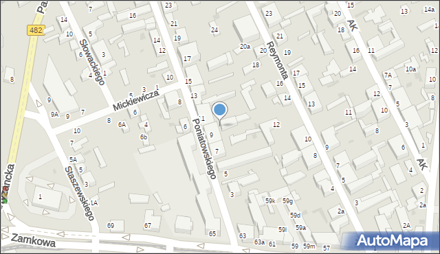 Pabianice, Księcia Józefa Poniatowskiego, 9a, mapa Pabianic