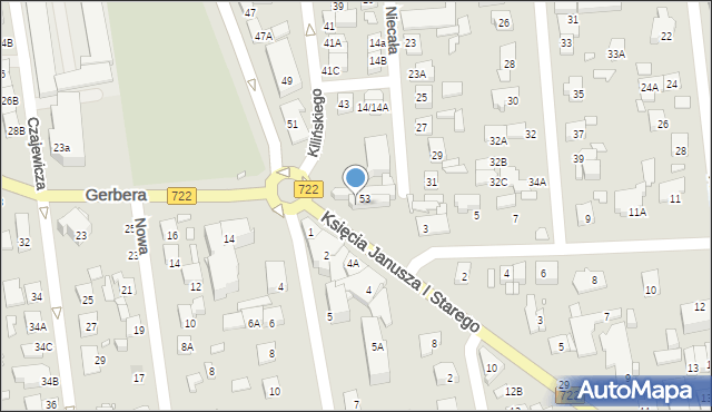 Piaseczno, Księcia Janusza I Starego, 1, mapa Piaseczno