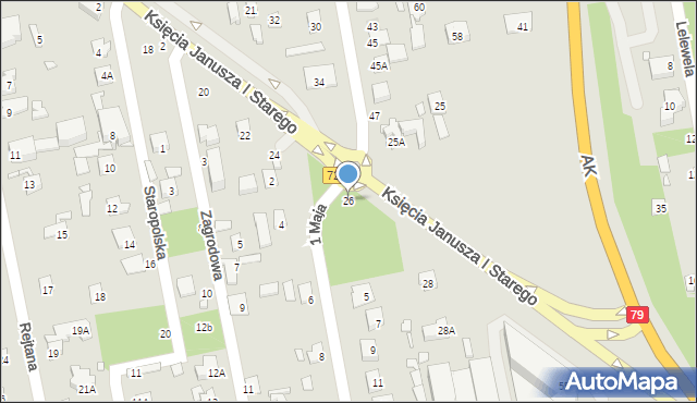 Piaseczno, Księcia Janusza I Starego, 26, mapa Piaseczno