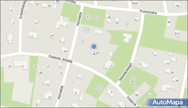 Piaseczno, Księcia Józefa, 10, mapa Piaseczno