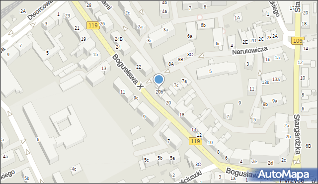 Pyrzyce, Księcia Bogusława X, 20b, mapa Pyrzyce