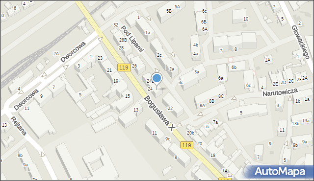 Pyrzyce, Księcia Bogusława X, 24A, mapa Pyrzyce