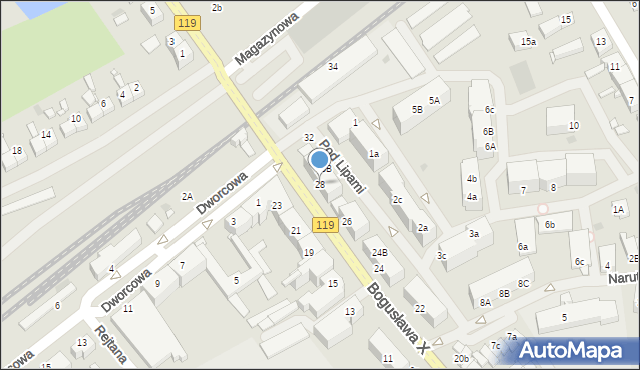 Pyrzyce, Księcia Bogusława X, 28, mapa Pyrzyce