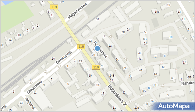 Pyrzyce, Księcia Bogusława X, 28A, mapa Pyrzyce