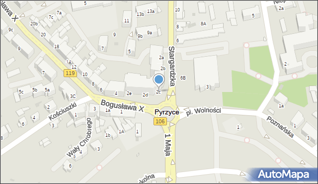 Pyrzyce, Księcia Bogusława X, 2c, mapa Pyrzyce