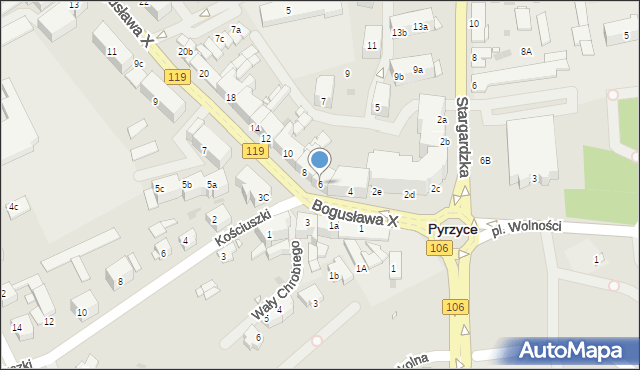 Pyrzyce, Księcia Bogusława X, 6, mapa Pyrzyce