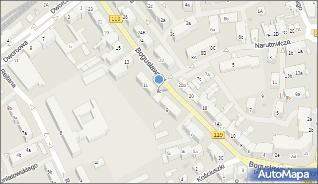 Pyrzyce, Księcia Bogusława X, 9c, mapa Pyrzyce