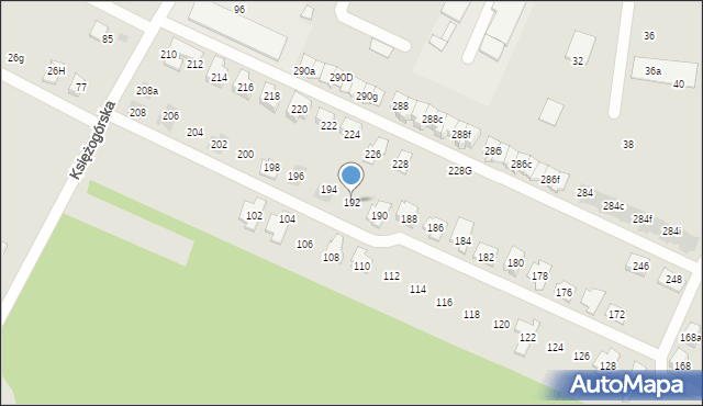 Radzionków, Księżogórska, 192, mapa Radzionków