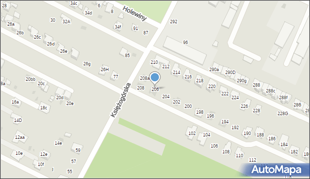 Radzionków, Księżogórska, 206, mapa Radzionków