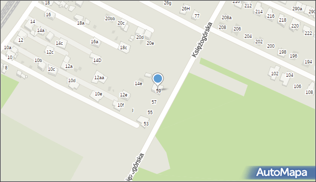 Radzionków, Księżogórska, 59, mapa Radzionków