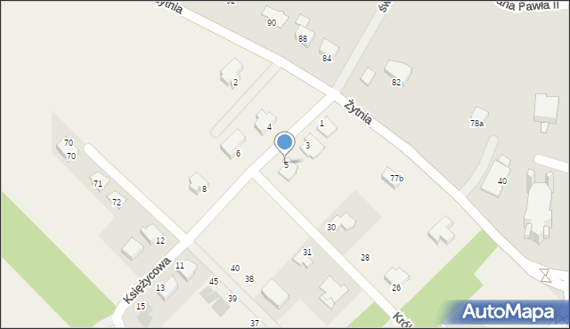 Rybienko Nowe, Księżycowa, 5, mapa Rybienko Nowe