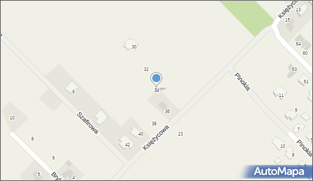 Rybienko Stare, Księżycowa, 34, mapa Rybienko Stare