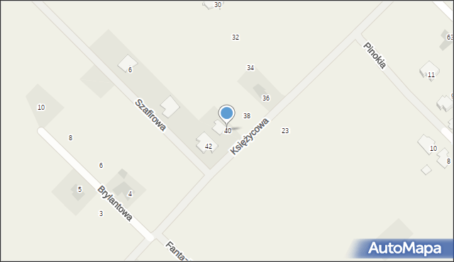 Rybienko Stare, Księżycowa, 40, mapa Rybienko Stare