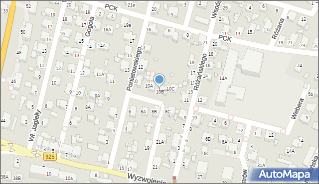 Rybnik, Księcia Józefa Poniatowskiego, 10B, mapa Rybnika