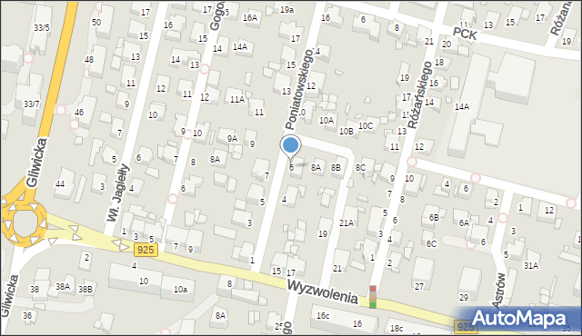 Rybnik, Księcia Józefa Poniatowskiego, 6, mapa Rybnika