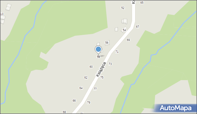 Ryglice, Książęca, 58, mapa Ryglice