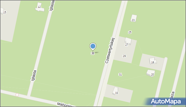 Sękocin-Las, Księżnej Czetwertyńskiej Zofii, 36, mapa Sękocin-Las