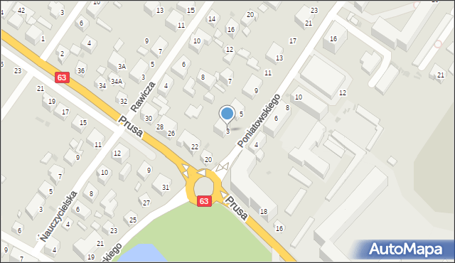 Siedlce, Księcia Józefa Poniatowskiego, 3, mapa Siedlce