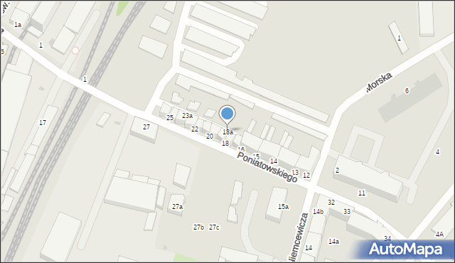 Słupsk, Księcia Józefa Poniatowskiego, 18a, mapa Słupska