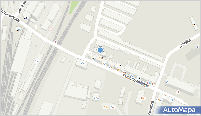 Słupsk, Księcia Józefa Poniatowskiego, 23a, mapa Słupska