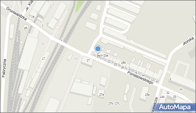 Słupsk, Księcia Józefa Poniatowskiego, 25, mapa Słupska