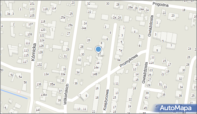 Swarzędz, Księżycowa, 12a, mapa Swarzędz