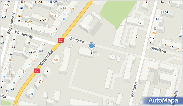 Szczecin, Księcia Sambora, 4, mapa Szczecina