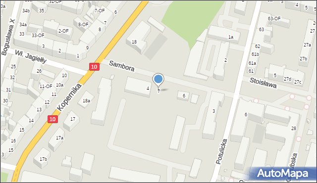 Szczecin, Księcia Sambora, 7, mapa Szczecina