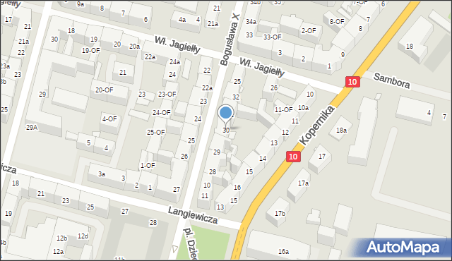 Szczecin, Księcia Bogusława X, 30, mapa Szczecina