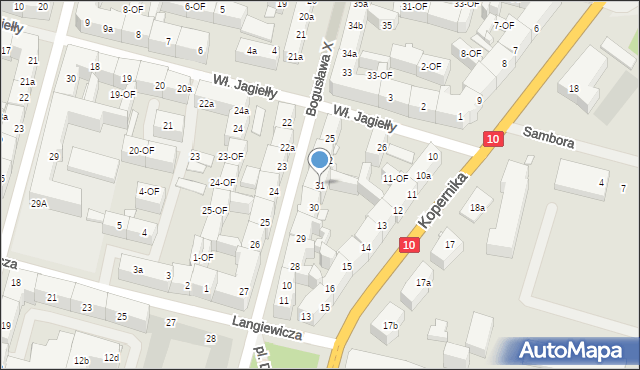 Szczecin, Księcia Bogusława X, 31, mapa Szczecina