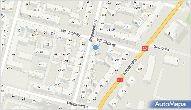 Szczecin, Księcia Bogusława X, 32, mapa Szczecina