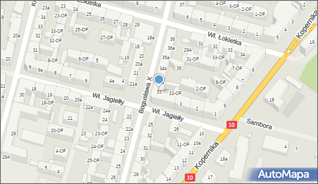 Szczecin, Księcia Bogusława X, 33, mapa Szczecina