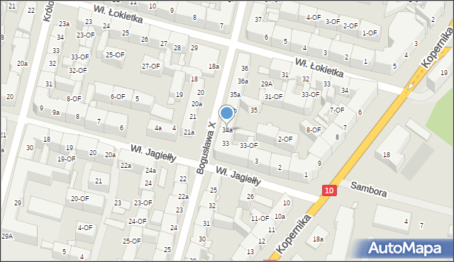 Szczecin, Księcia Bogusława X, 34a, mapa Szczecina